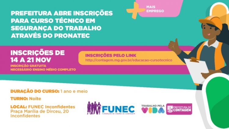 Prefeitura abre inscrições para curso Técnico em Segurança do Trabalho