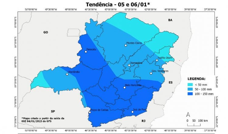 Defesa Civil alerta para chuvas de até 200 mm nas próximas 48 horas em Minas Gerais