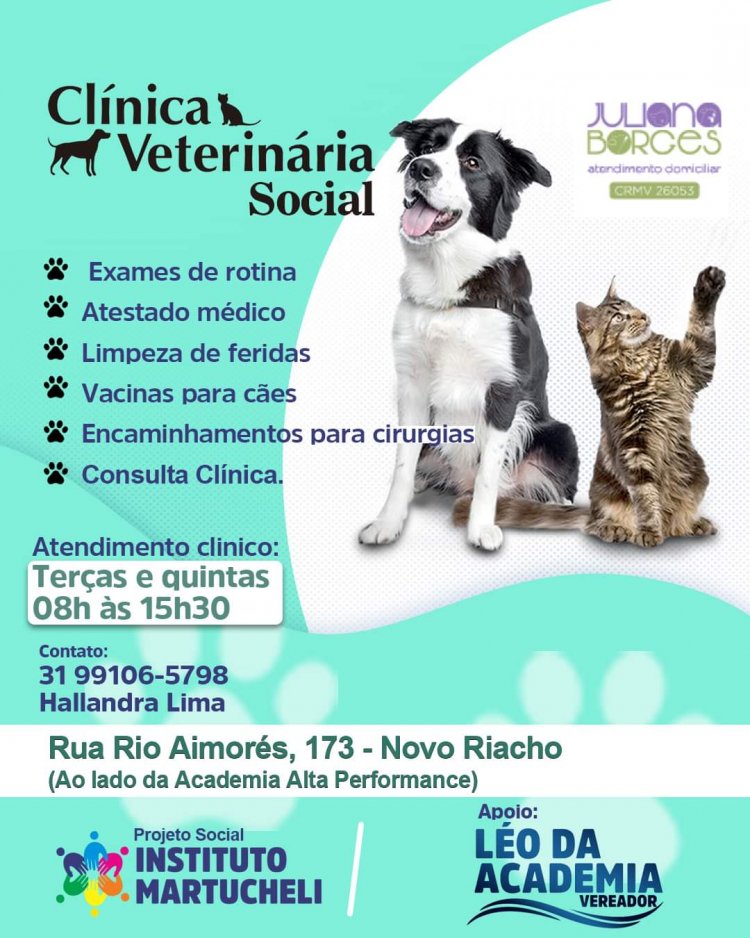 Clínica veterinária social no bairro Novo Riacho em Contagem