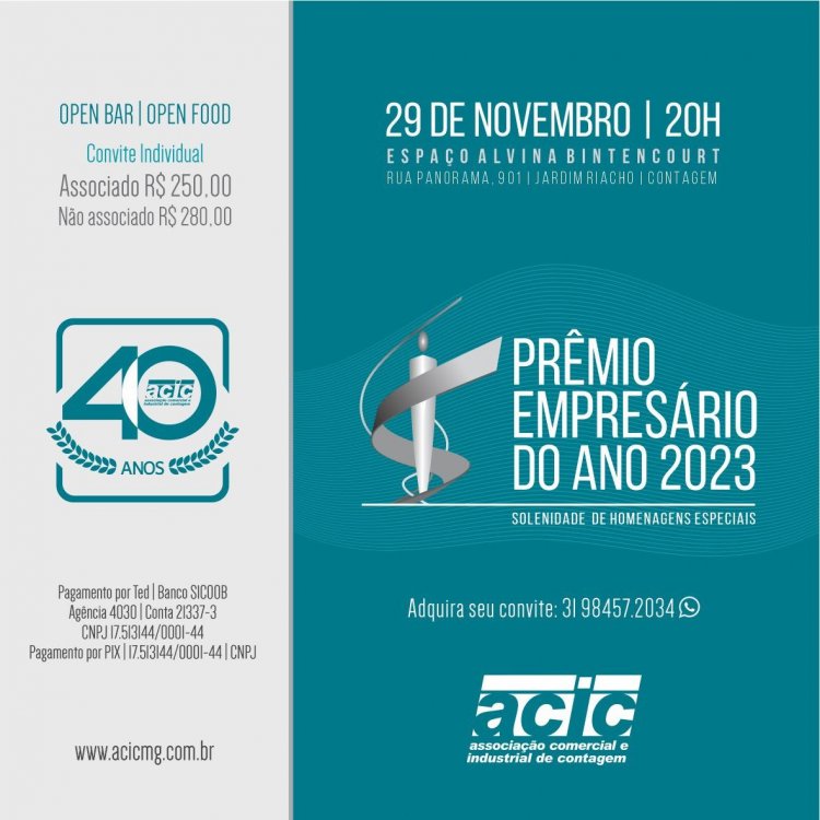 Prêmio empresário do ano 2023 Promovido pela ACIC